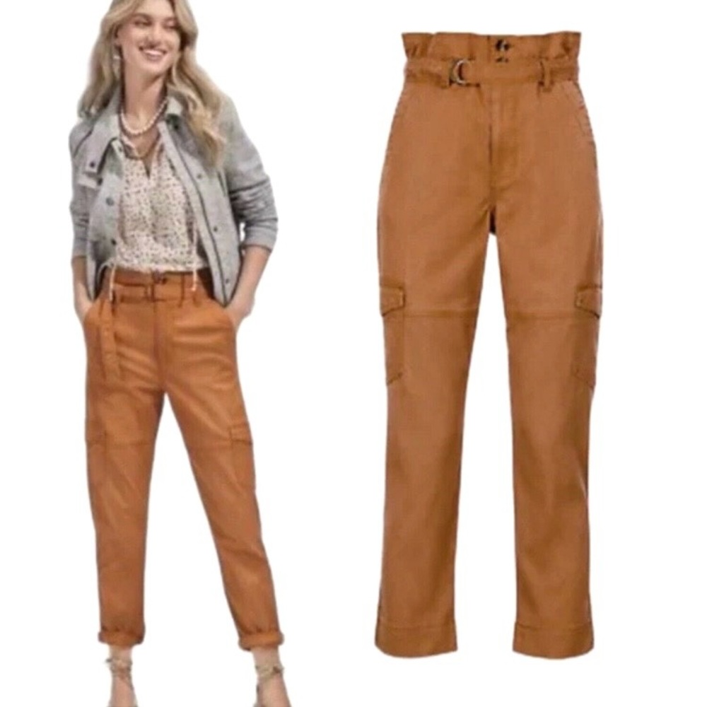 Cabi Paper Bag Cargo Pants Women’s Size 8 Belted Straight Leg Stretch Twill 6045